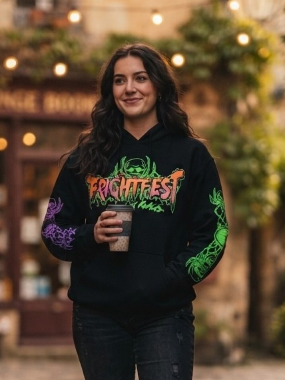 Six Flags Fright Fest Horror Clown Pullover Hoodie Size Medium Black Graph